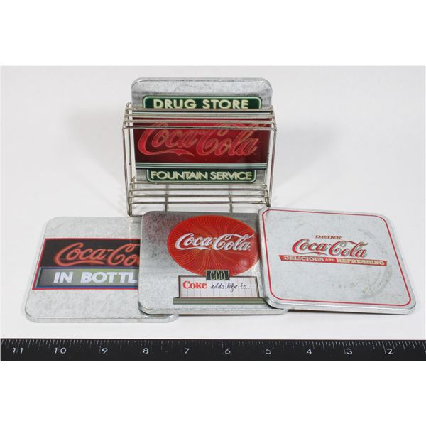 VINTAGE COCA COLA COASTERS WITH RACK