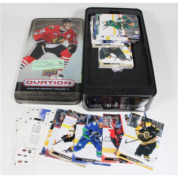TIN OF ASSORTED HOCKEY CARDS