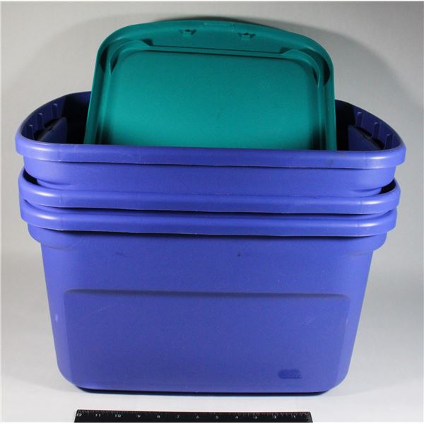 THREE TOTES WITH LIDS
