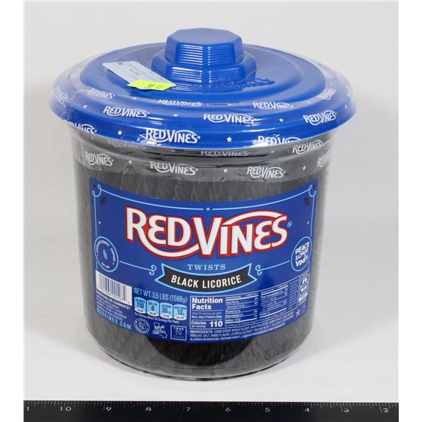 TUB OF RED VINES TWISTS BLACK LICORICE 3.5LBS