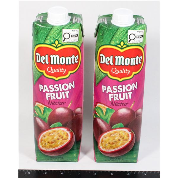 TWO BOTTLES OF DEL MONTE PASSION FRUIT JUICE