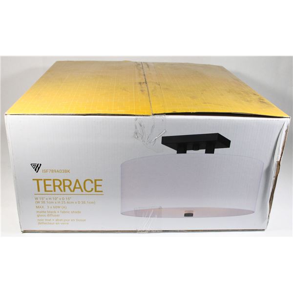 NEW MATTE BLACK FABRIC SHADE GLASS DIFFUSER