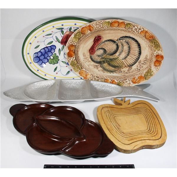 BOX OF ASSORTED SERVING DISHES