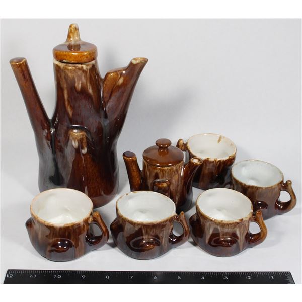 LOG/TREE THEMED CERAMIC TEA SET