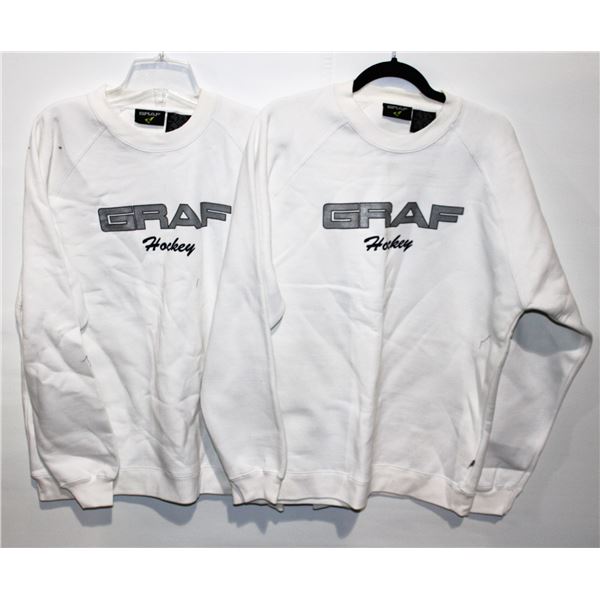 NEW PAIR OF GRAF SWEATERS - WHITE - LARGE