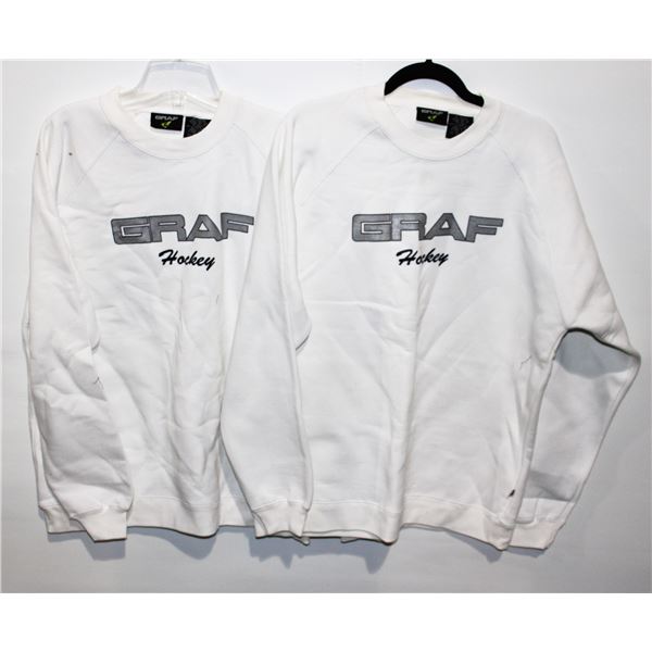 NEW PAIR OF GRAF SWEATERS - WHITE - LARGE