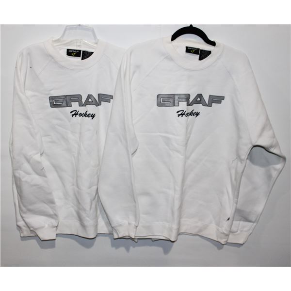NEW PAIR OF GRAF SWEATERS - WHITE - LARGE