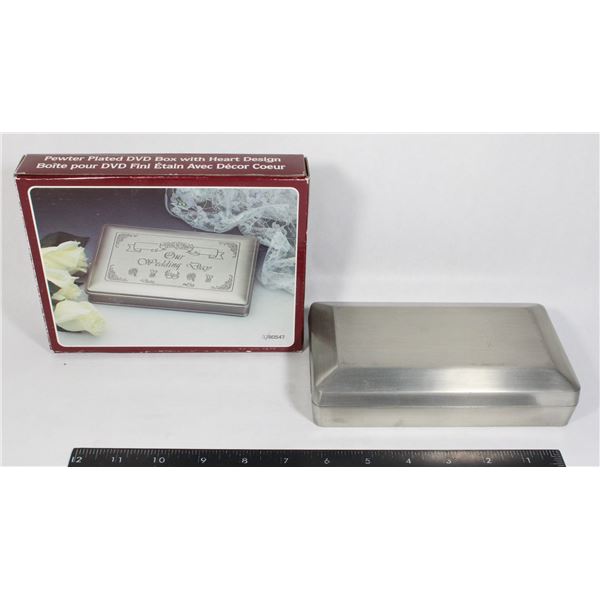 PEWTER PLATED WEDDING DVD BOX & PHUCKET PEWTER BOX