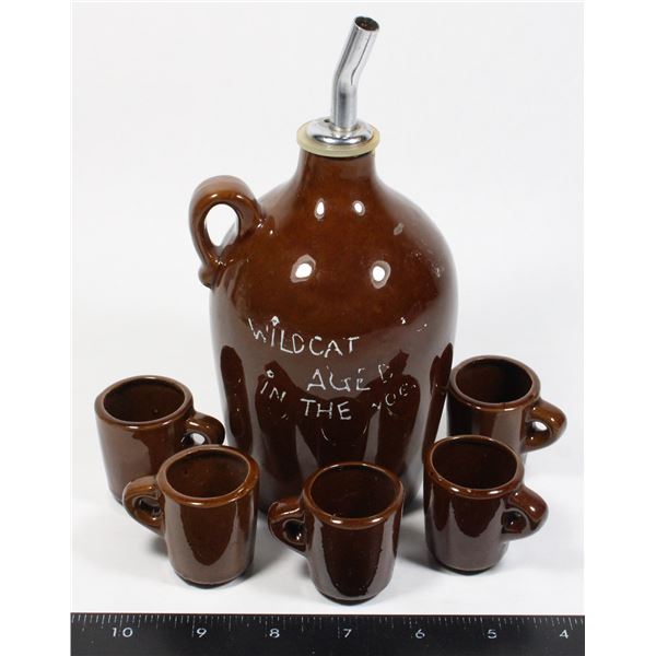 VINTAGE JAPAN STONEWARE JUG AND MINI CUPS