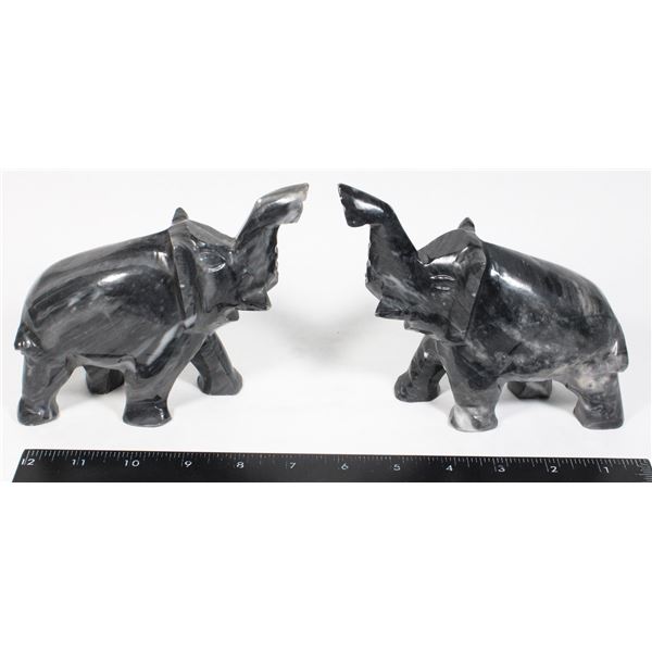 PAIR OF ELEPHANT STONE SCULPTURES