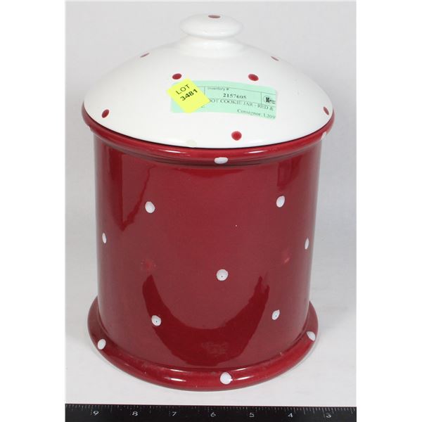 POLKA DOT COOKIE JAR - RED & WHITE