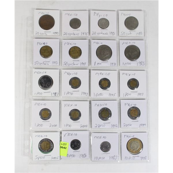 20 COINS ALL MEXICO