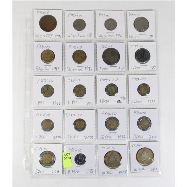 20 COINS ALL MEXICO