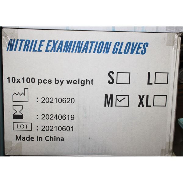 NEW CASE OF NITRILE EXAMINATION GLOVES SIZE MEDIUM
