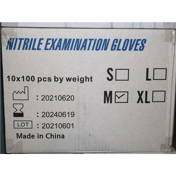 NEW CASE OF NITRILE EXAMINATION GLOVES SIZE MEDIUM