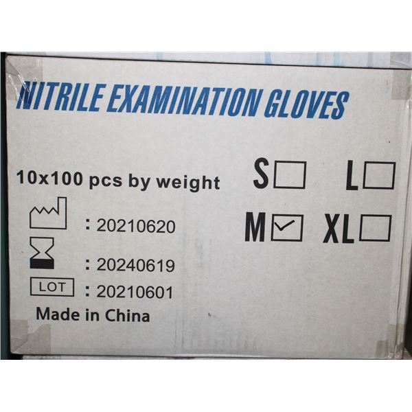 NEW CASE OF NITRILE EXAMINATION GLOVES SIZE MEDIUM