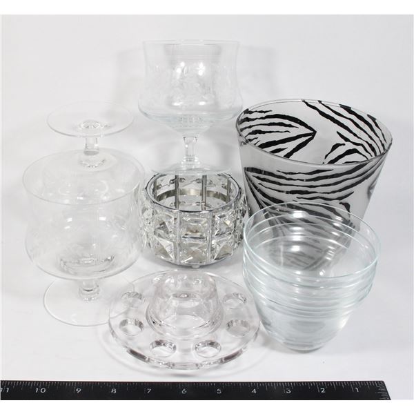 GLASSES, CANDLE HOLDERS