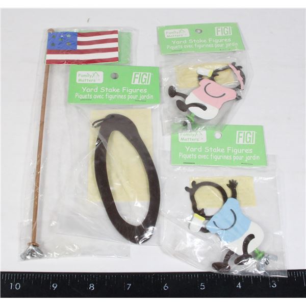 NEW LOT 4 OF FAMILY MATTERS YARD STAKE FIGURES