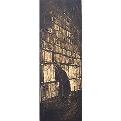 JAKOB STEINHARDT Signed Woodcut Judaica Wailing Wall