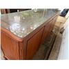 Image 15 : Wooden Sideboard Cabinet w/ 4 Doors, 3 Drawers & Clear Top 70" x 19" x 34"H