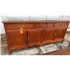 Image 1 : Wooden Sideboard Cabinet w/ 4 Doors, 3 Drawers & Clear Top 70" x 19" x 34"H