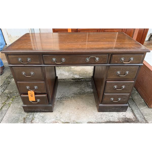 Wooden Desk w/ 9 Drawers 47" x 22" x 29"H