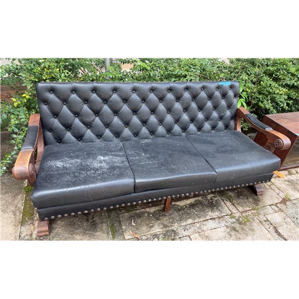 Carved Wood-Framed Tufted Sofa w/ Stud Accents 76" x 28" x 35"H