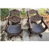 Image 1 : Qty 4 Carved Wood-Framed Chairs 22" x 35"H