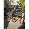 Image 2 : Qty 4 Carved Wooden Upholstered Bar Chairs w/ Stud Accents 15" x 14" x 42"H