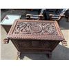 Image 2 : Carved Wooden Chest w/ Dragon Motif Hinged Lid 44" x 24" x 37"H