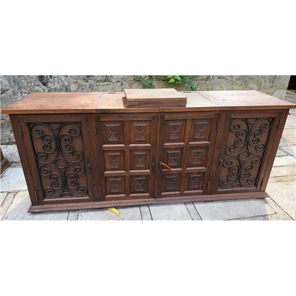 Wooden Hutch Cabinet w/ Glass Doors & Inside Shelving 83" x 36" x 44"H