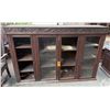 Image 1 : Carved Wooden Hutch Cabinet w/ Glass Doors & Inside Shelving  76" x 17" x 50"H