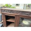 Image 6 : Carved Wooden Hutch Cabinet w/ Glass Doors & Inside Shelving  76" x 17" x 50"H