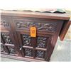 Image 2 : Carved Wooden Sideboard Cabinet w/ 3 Doors, 3 Drawers & Folding Leaf Top 62" x 20" x 33"H