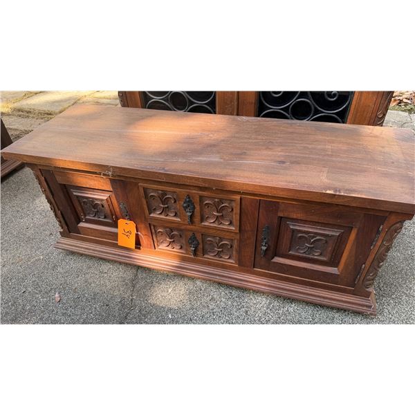 Carved Wooden Sideboard Cabinet w/ 2 Doors & 2 Drawers  47" x 15" x 18"H