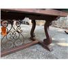 Image 4 : Carved Wooden Table w/ Drop Leaf Ends & Metal Filigree 119" x 40" x 31"H