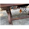 Image 5 : Carved Wooden Table w/ Drop Leaf Ends & Metal Filigree 119" x 40" x 31"H