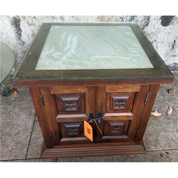 Wooden 2-Door Cabinet w/ Clear Top 24" x 24" x 23"H