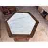 Image 2 : Wooden Hexagon Shaped Cabinet w/ Clear Top 26" Dia, 24"H