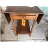 Image 3 : Carved Wooden Side Table on Wheels w/ Drawer & Folding Leaf Sides 26" x 19"