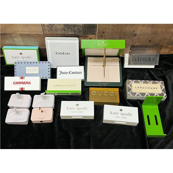 Multiple Branded Luxury Accessory Plastic Cube Displays: Kate Spade, Gucci, Longchamp, etc