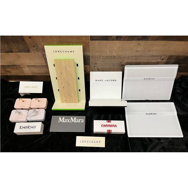 Multiple Branded Luxury Accessory Plastic Cube Displays: Kate Spade, Tom Ford, Longchamp, etc