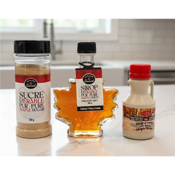 Lot of 3 Canadian Maple Products: Maple Sugar and Maple Syrups