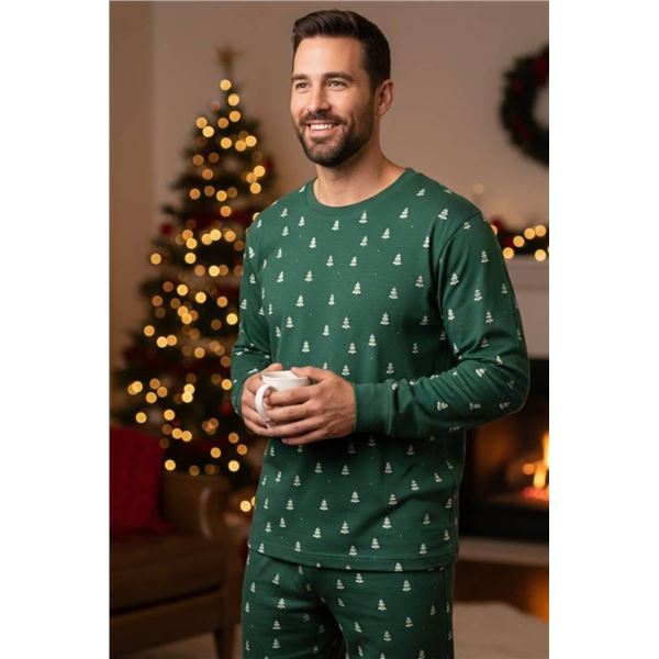 PL by Petit Lem Men’s Pajama Set XL/XXL Green with Tree Print
