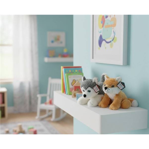 Stuffed Animal Plush Duo – Husky and Fox Figures