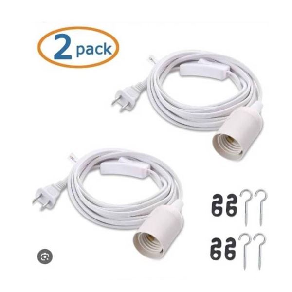 Cable Matters 2-Pack Hanging Lamp Light Cord with On/Off Switch, 15 Feet, White