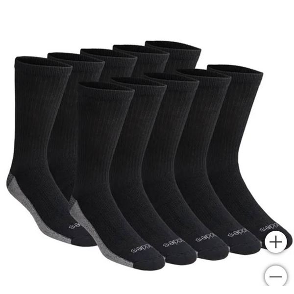 Dickies Men’s Dri-Tech Performance Crew Socks, Size 6-12, 10 Pairs