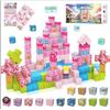 Image 1 : 200-Piece Princess Castle Magnetic Block Cube Set for Ages 3+