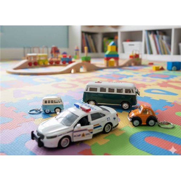 Lot of Police Car, VW Van and 2 Keychain Cars