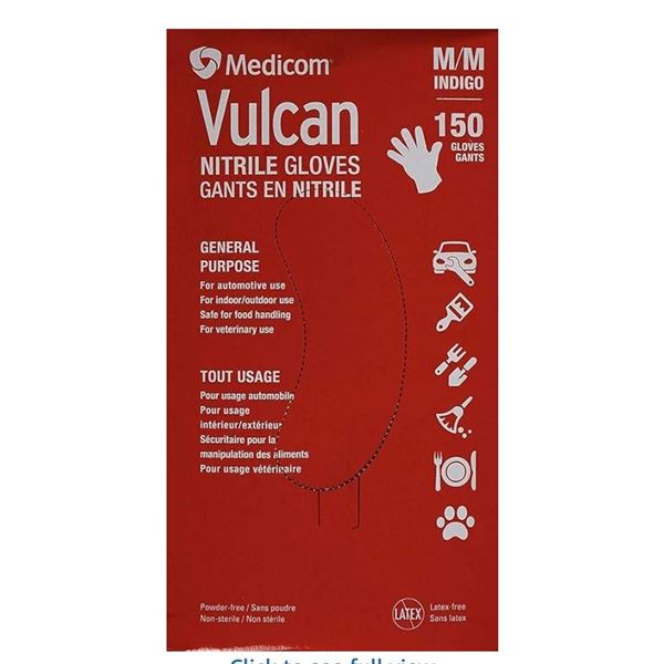 Medicom Vulcan Nitrile Gloves, M/M, Indigo, 150 Gloves